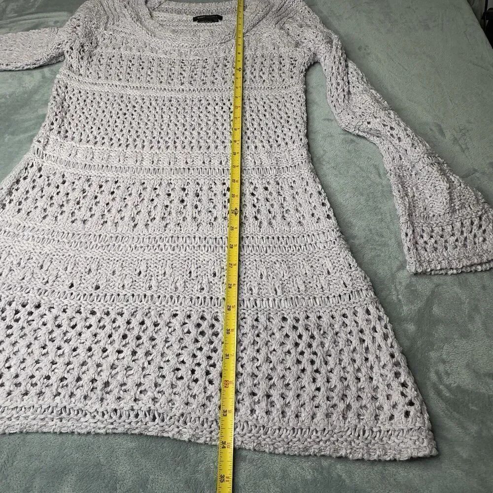 BCBG MaxAzria Sz XL Sweater Dress Crochet Knit Long Sleeve Boho Lavender Lilac - Picture 9 of 13